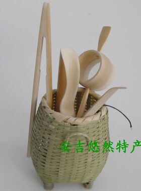 竹编迷你小鱼篓 竹篓 摆件 竹饰品 收纳盒 笔筒 茶道用具装饰茶篓