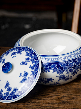 青花瓷陶瓷罐中式摆件古典