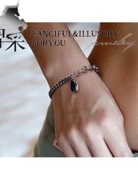 925银情侣手链可刻字ins