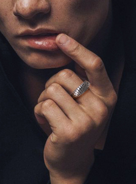 羿采男女生欧美纯银戒指环蛇925