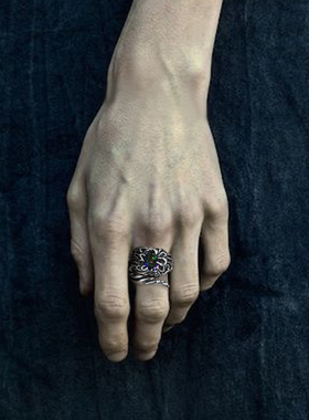 羿采男女生暗黑925眼哥特风戒指