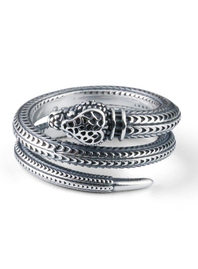 羿采气质925纯银戒指环机械蛇饰品银戒子潮男女个性INS冷淡风银饰