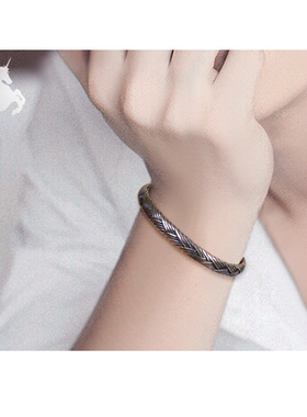 羿采欧美风925银女生编织手镯