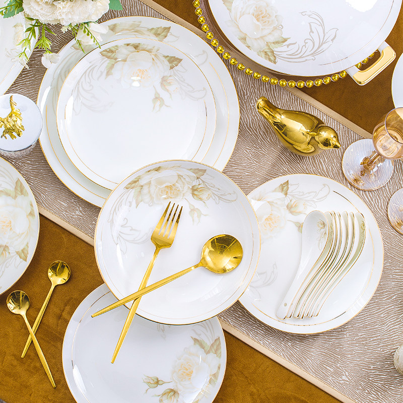 2026新款碗碟套装家用高级感骨瓷餐具套装中式轻奢乔迁新居送礼碗