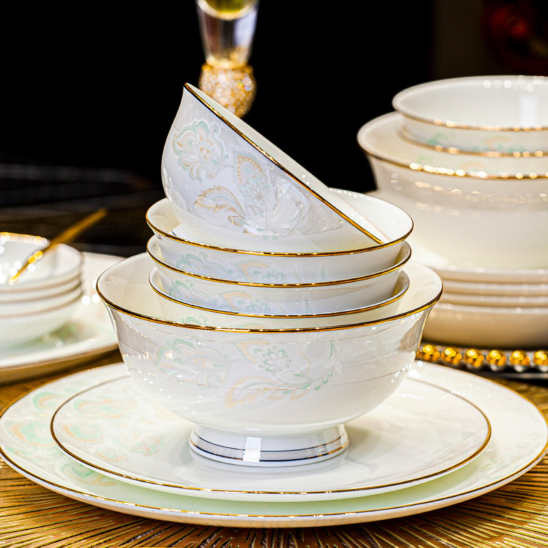 碗家用2025新款高颜值景德镇中式陶瓷骨瓷餐具套装碗盘乔迁新居