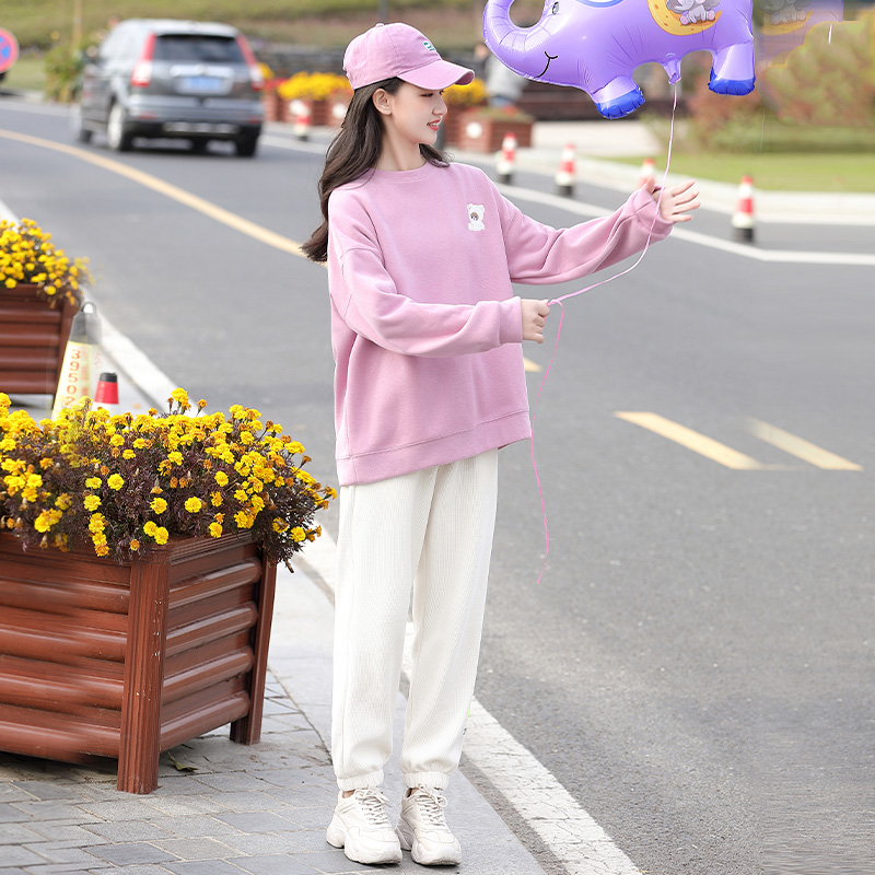 初中女生卫衣套装秋装中学生少女12岁秋季两件套高中生休闲运动服 - 图1