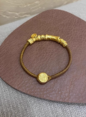复古小众黄金色福牌手链女