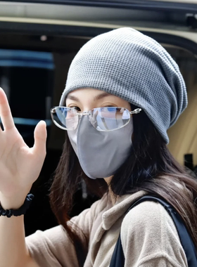 钟楚曦同款灰色堆堆帽女春秋天宽松大头围包头帽韩版慵懒风冷帽男