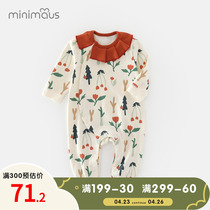 Female Baby Pure Cotton One-piece Clothes Spring Style Cute Super Cute Princess Floral Side Collar Summer Out Khaclothes Baby Climbing Clothes