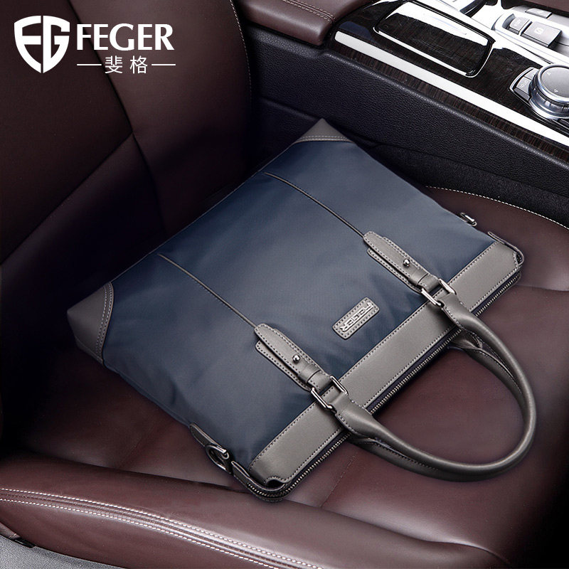 斐格男士手提包帆布休闲公文包 feger千恒男士包袋
