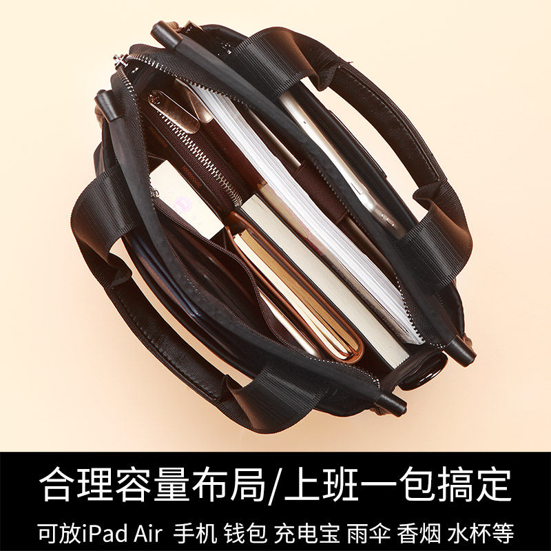 手提包商务大容量帆布竖款公文包 feger千恒男士包袋