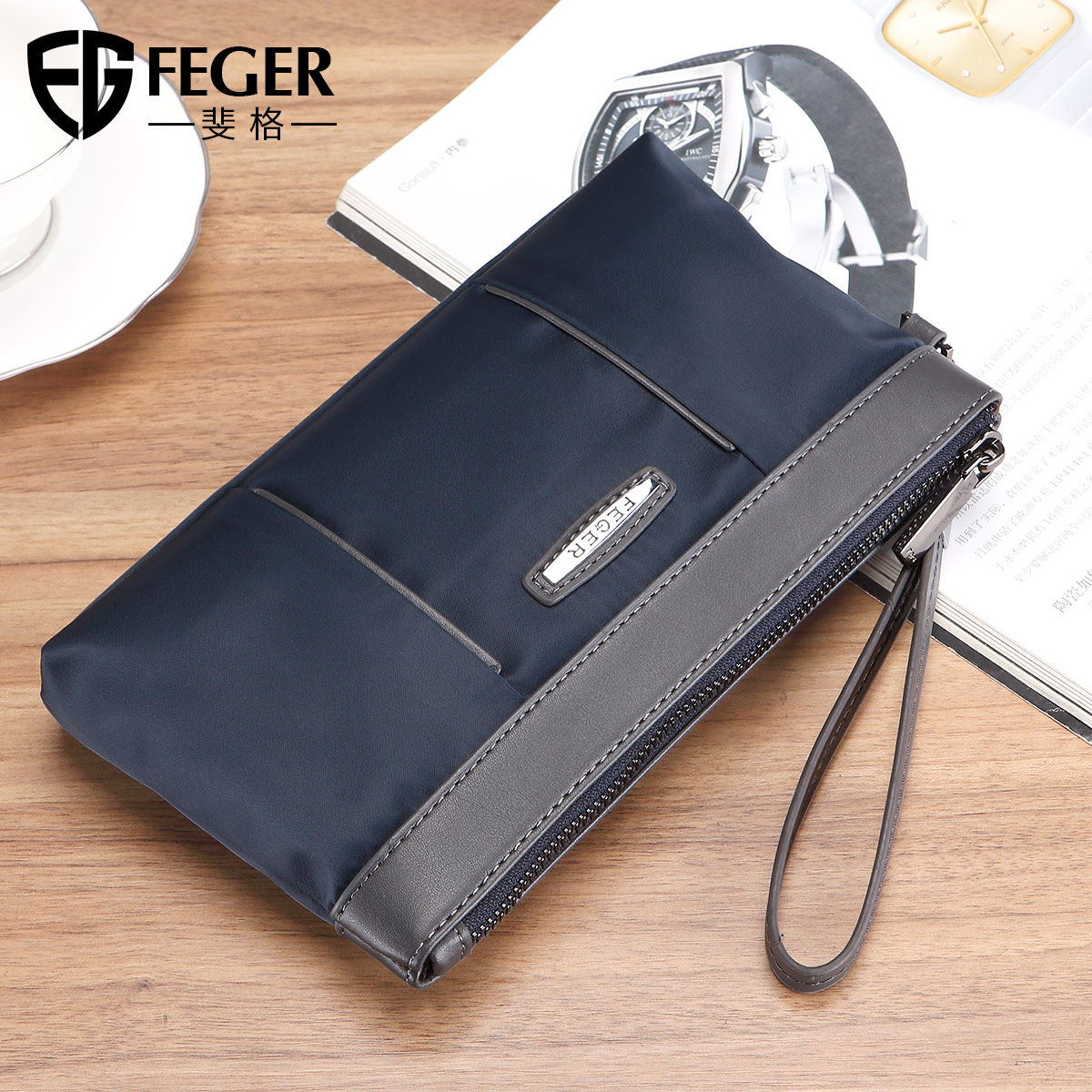 男士帆布小包手腕包休闲牛津布钱包 feger千恒男士包袋