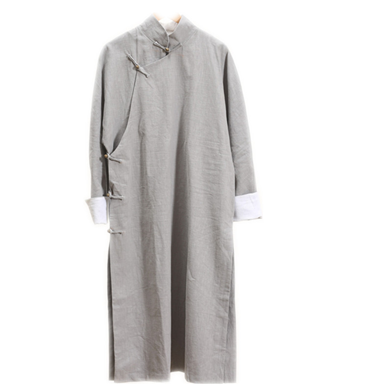 中式复古掌柜长衫男款立领盘扣旗袍改良民国长袍马褂国风相声大褂 - 图3