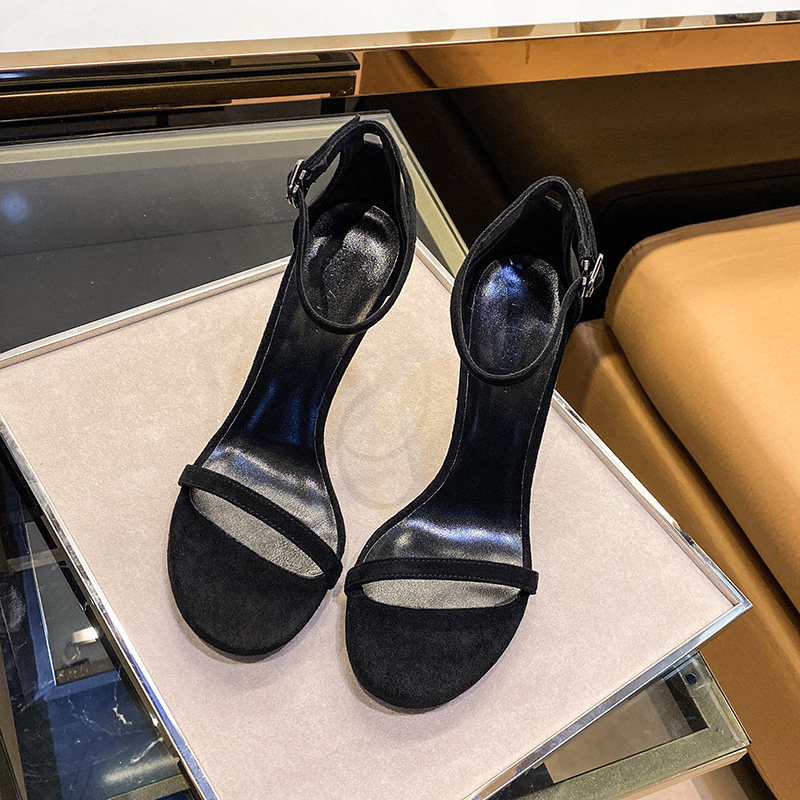 高跟鞋女2023年夏季新款sw黑色一字带细跟性感小众仙女风网红凉鞋,淘宝优惠券,粉丝福利购,淘宝优惠卷