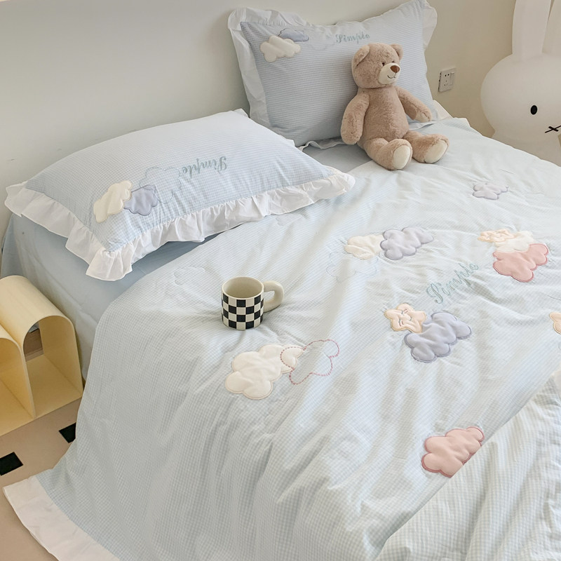 夏季小清新全棉夏被四件套空调被纯棉夏凉被云朵单人可水洗薄被子