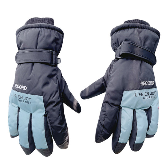 Windproof, waterproof, plus velvet, warm motorcycle, cold-proof, cycling, skiing, cycling, all-finger takeaway, men's gloves, women's winter