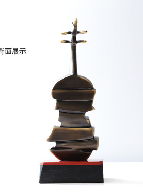 轻奢高档创意黄铜小提琴摆件