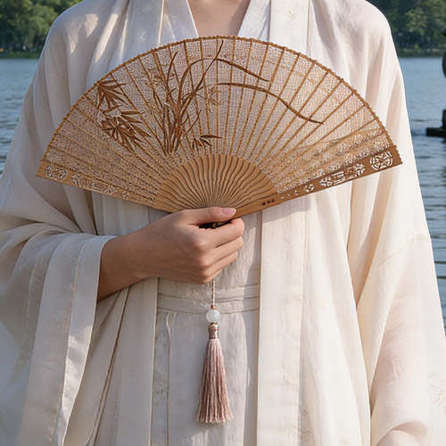 王星记檀香扇子折扇中国风女式礼品古风折扇镂空雕刻烫花红檀香扇 - 图2