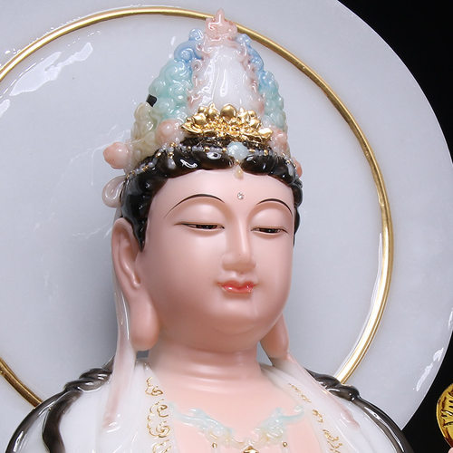 圆通佛具汉白玉西方三圣佛像家用供奉阿弥陀佛观音大势至佛像摆件 - 图3