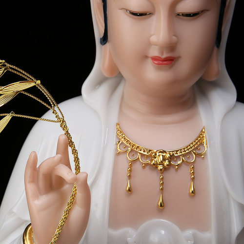 圆通佛具汉白玉观音菩萨佛像家用供奉白衣圆满观世音坐像客厅摆件 - 图3