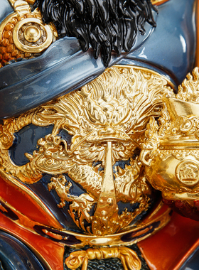 纯铜骑虎武财神赵公明财神像摆件