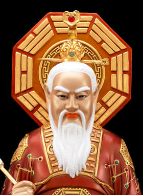 全铜丹彩贴金鸿钧老祖供奉神像