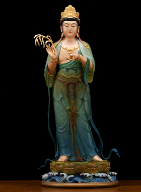 纯铜热着色海浪底西方三圣佛像