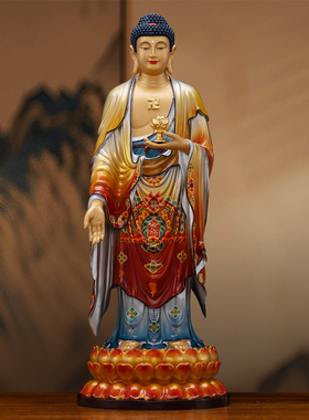 台湾纯铜手工彩绘西方三圣佛像
