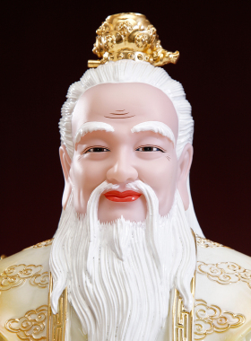 汉白玉鸿钧老祖神像家用供奉摆件