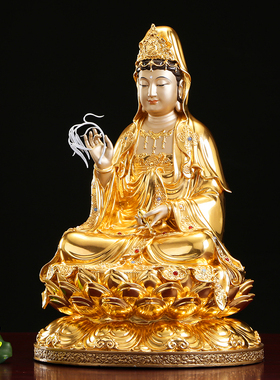 掐丝观音佛像镶宝娑婆三圣中式