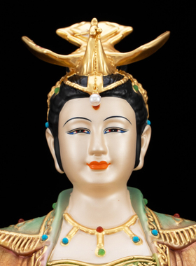 冰金彩纯铜女娲娘娘神像家用供奉