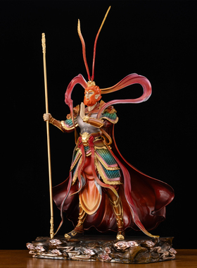 纯铜丹彩贴金齐天大圣孙悟空神像
