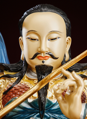 纯铜贴金真武大帝佛像琉璃彩铜像