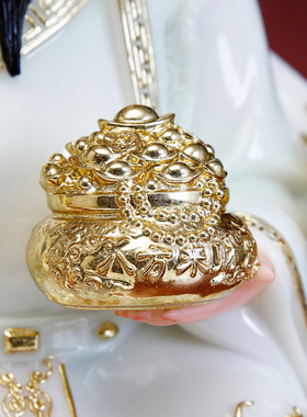 汉白玉财神爷神像家用客厅供奉