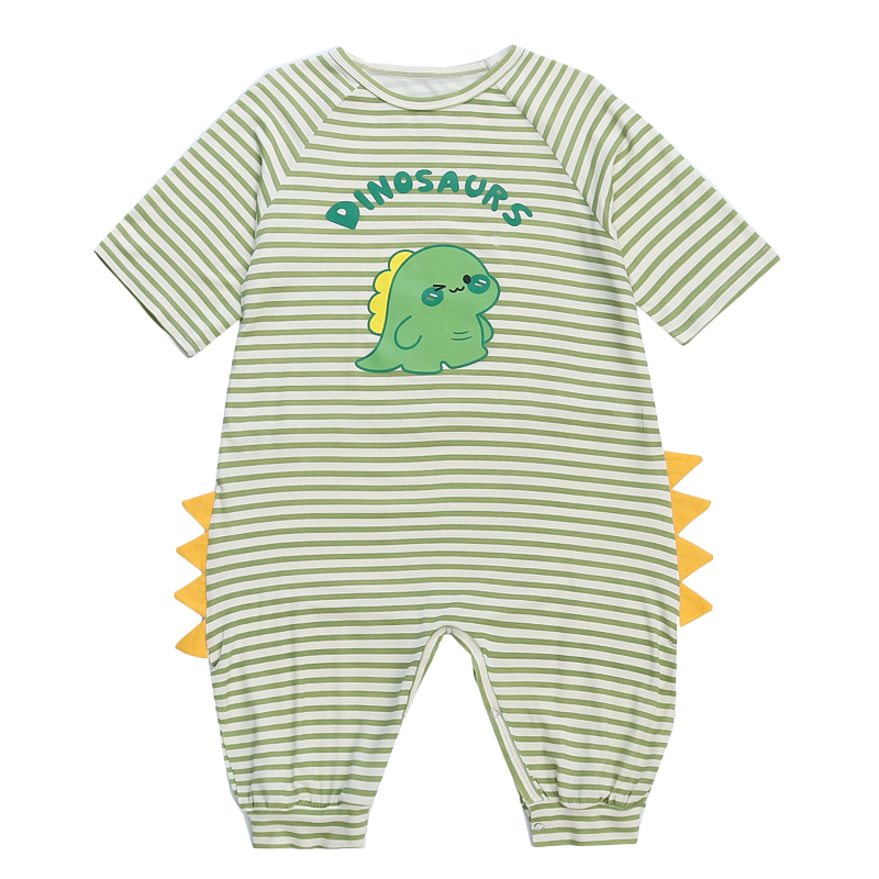 儿童连体睡衣夏季薄款莫代尔男女童卡通空调服7分袖婴儿宝宝睡袋 - 图3