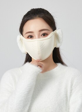 保暖口罩女冬季高颜值2025新款加绒厚防风面罩透气骑行防冻护耳罩