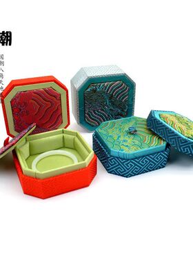 高档古风款珠宝首饰玉手镯手串文玩挂件收藏收纳天地盖八角包装盒