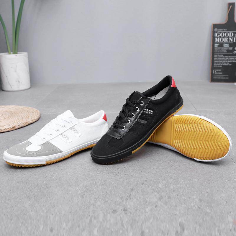 排球鞋男女通用小白鞋牛筋底防滑软底工作鞋体考透气运动鞋帆布鞋