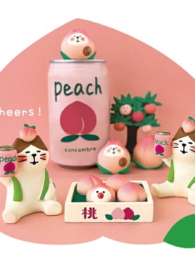 日本正版DECOLE摆件桃树下的猫