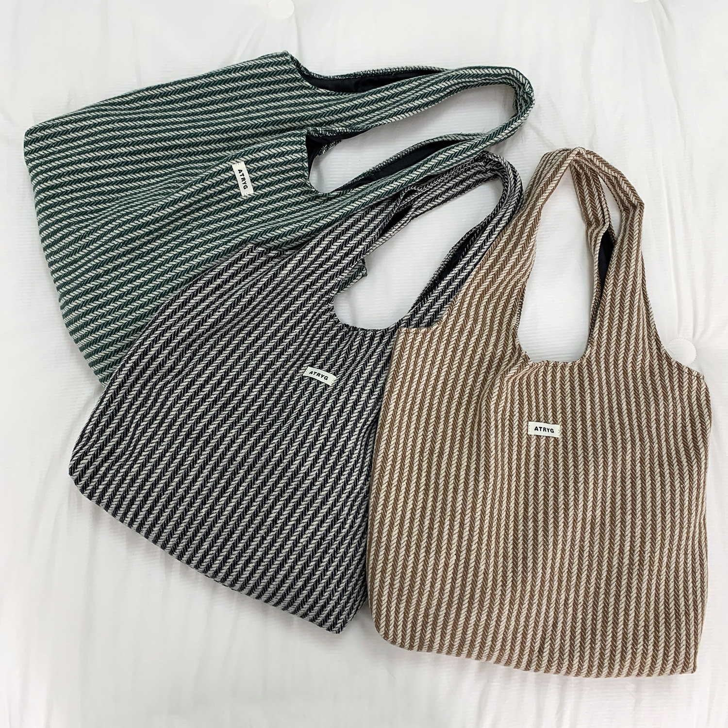 2025秋冬包包大容量条纹毛呢帆布托特包男女同款单肩包小众简约,淘宝优惠券,粉丝福利购,淘宝优惠卷