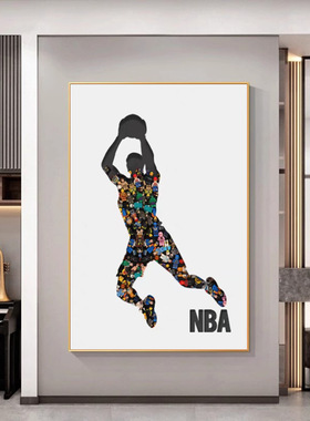 NBA篮球挂画乐高乔丹积木