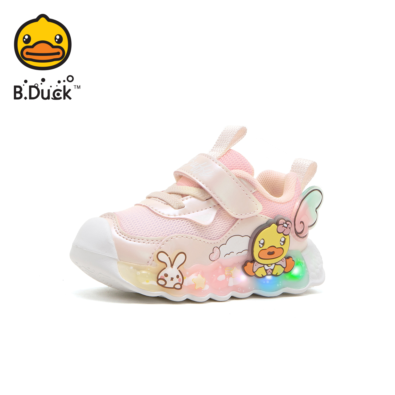 BDuck小黄鸭童鞋女童加绒亮灯运动鞋冬季发光鞋子儿童二棉休闲鞋 - 图3