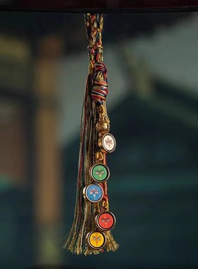 情侣藏式唐卡五路财神车内挂件