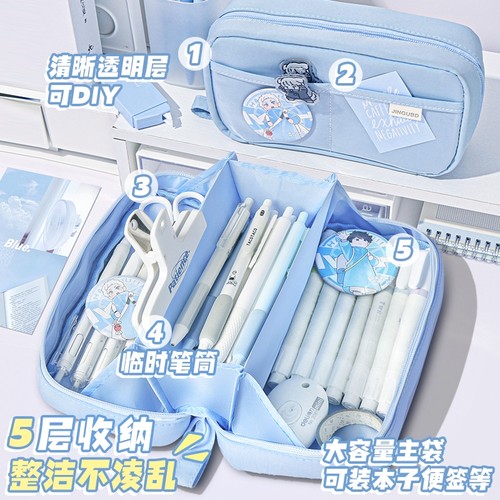 极简ins风！大容量透明火山笔袋女孩款文具盒初中生铅笔盒女生学生用文具袋高颜值铅笔袋2026超火新款小学生 - 图0