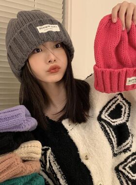 帽子2024年爆款女粗针织毛线帽秋冬百搭大头围宽松保暖冷帽显脸小