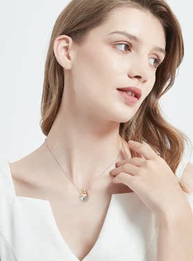 MSOU原创惊喜小熊项链925银两色玫瑰金送女友生日礼物可爱时尚