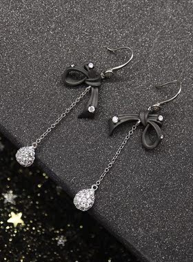 MSOU蝴蝶结925银女显瘦耳钉新款