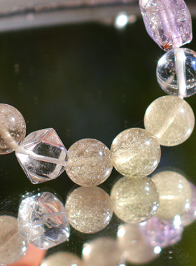 利比亚紫超七金箔黄大块水晶手链  0318春分节专属