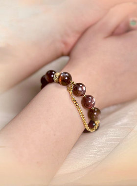 焦糖云母阿斯特里亚满月水晶手链