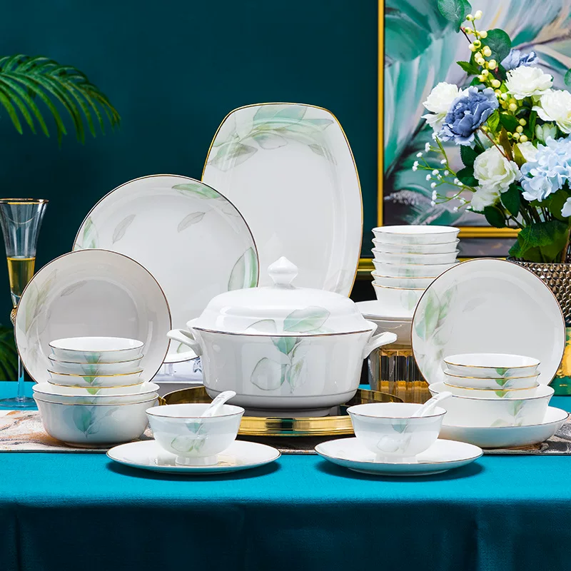 Набор посуды Jingdezhen из керамики при высокой температуре 2025 года, набор посуды для дома в стиле легкой роскоши, перенос подарков, фарфор, керамика, тарелки, палочки